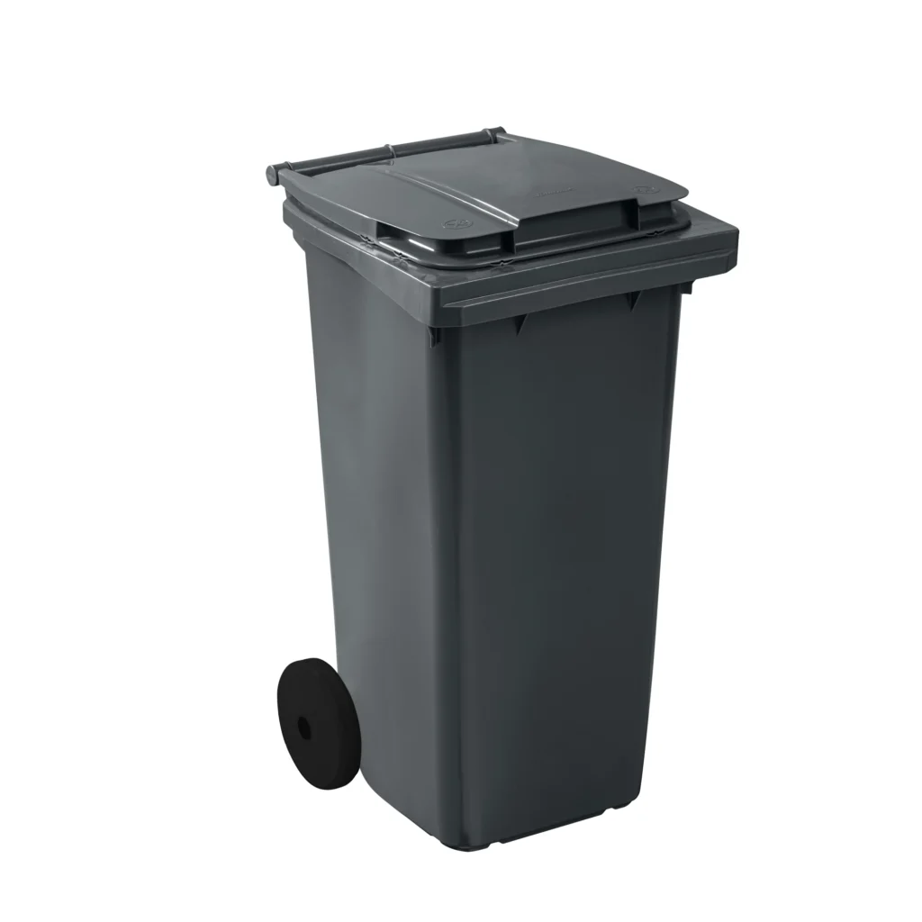Grey recycling bin